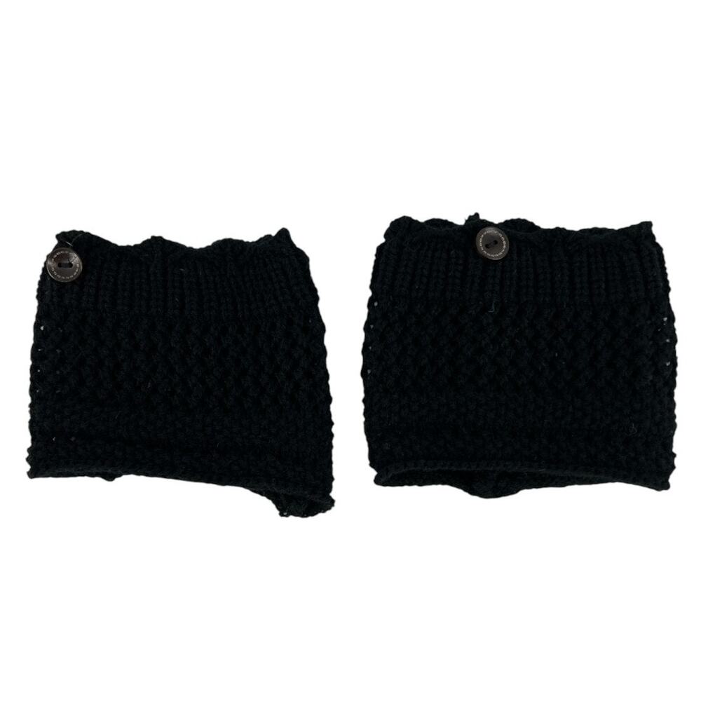 Boot Cuff Topper Sweater Two Button Black Crochet Lace
